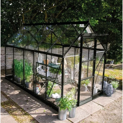 HALLS szklarnia ogrodowa ICON 6 (6,1 m2; 1,93 x 3,17 m) czarna, szkło hartowane + baza